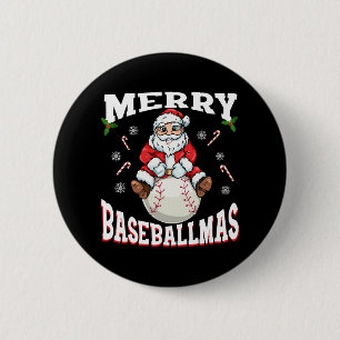 Badge Rond 5 Cm Joyeux Baseballmas Noël drôle Baseball Santa