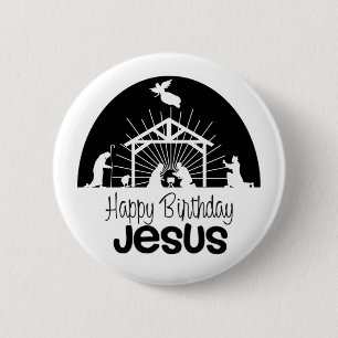 Badge Rond 5 Cm Joyeux Bouton Jésus Anniversaire
