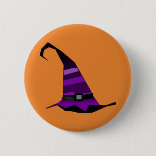 Badge Rond 5 Cm Joyeux Casquette de sorcière Halloween