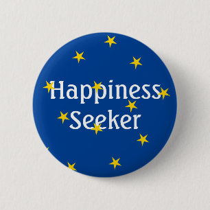 Badge Rond 5 Cm Joyeux Chercheur Jaune Étoiles Bleu