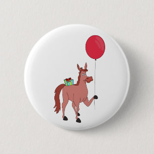 Badge Rond 5 Cm Joyeux Cheval d'anniversaire