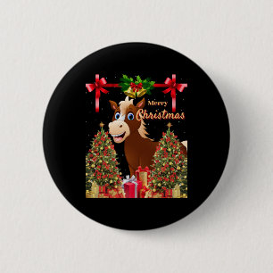 Badge Rond 5 Cm Joyeux Cheval de Noël