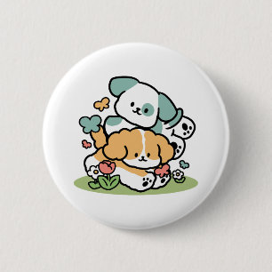 Badge Rond 5 Cm Joyeux Chiots Arrivés En Mai - Kawaii Dog Art