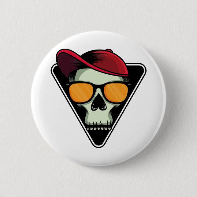 Badge Rond 5 Cm Joyeux crâne d'halloween (Devant)