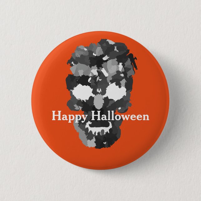 Badge Rond 5 Cm Joyeux crâne d'Halloween (Devant)