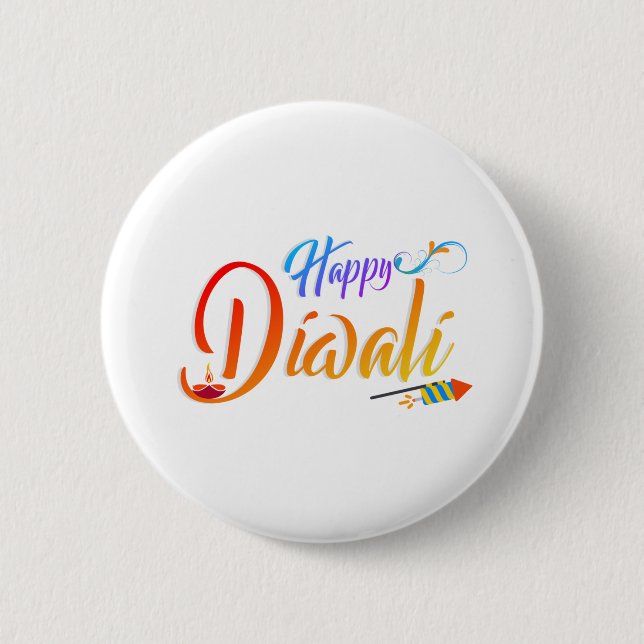 Badge Rond 5 Cm Joyeux diwali (Devant)