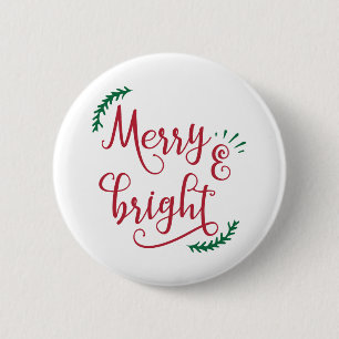 Badge Rond 5 Cm Joyeux et lumineux Noël