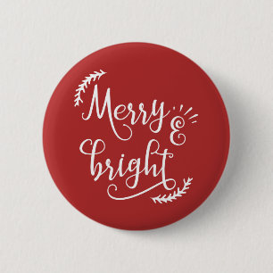 Badge Rond 5 Cm Joyeux et lumineux Noël