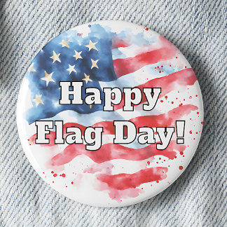 Badge Rond 5 Cm Joyeux Flag Day Aquarelle Drapeau Américain Pinbac