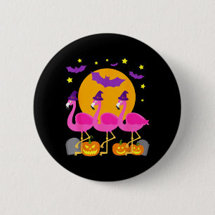 Badge Rond 5 Cm Joyeux Flamingoween Drôle de Flamant Halloween