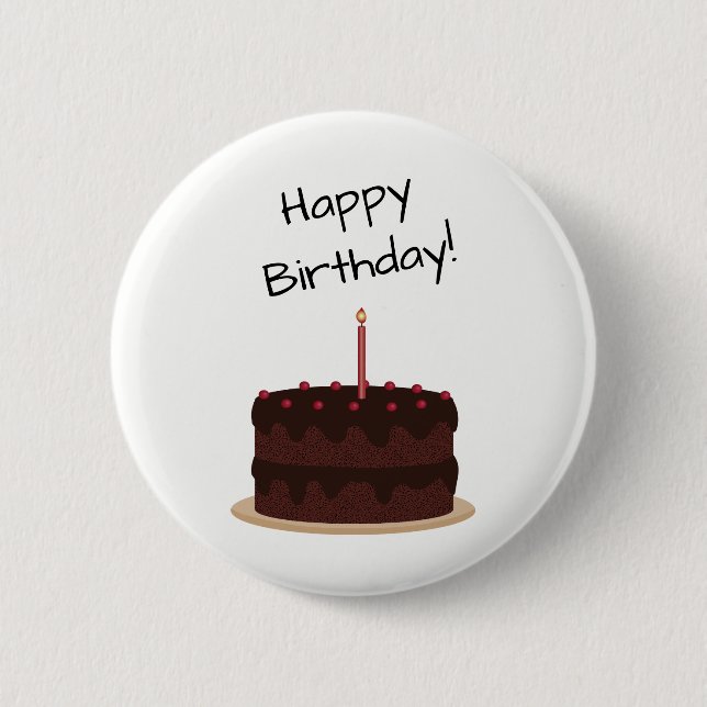 Badge Rond 5 Cm Joyeux gâteau au chocolat d'anniversaire (Devant)