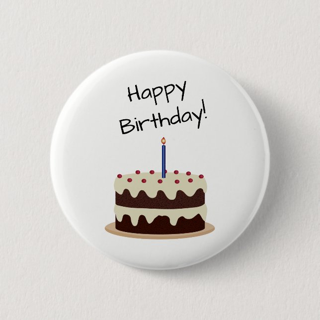 Badge Rond 5 Cm Joyeux gâteau au chocolat et à la vanille d'annive (Devant)