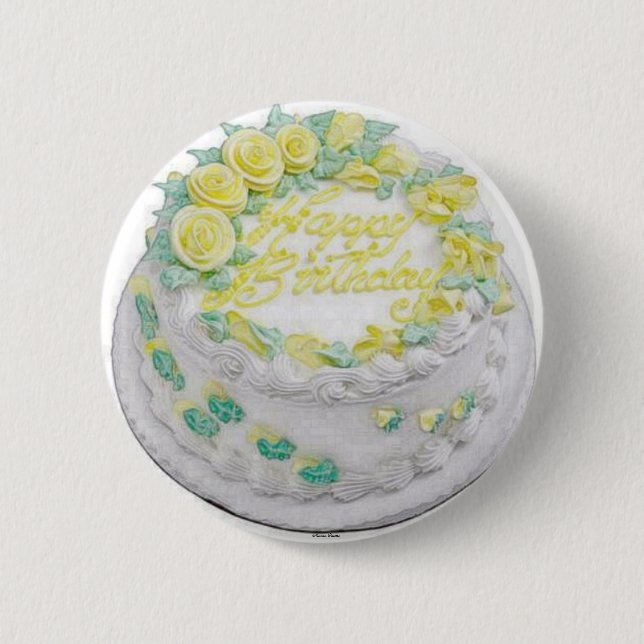 Badge Rond 5 Cm Joyeux gâteau d'anniversaire -Bouton- (Devant)