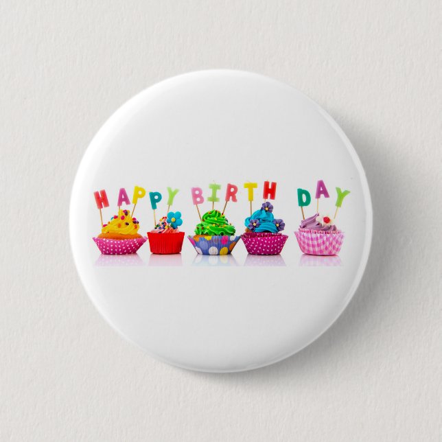 Badge Rond 5 Cm Joyeux gâteaux d'anniversaire - Bouton (Devant)