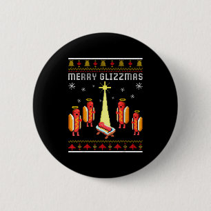 Badge Rond 5 Cm Joyeux Glizzmas Hot Dog Drôle de Noël Sweat Ugly