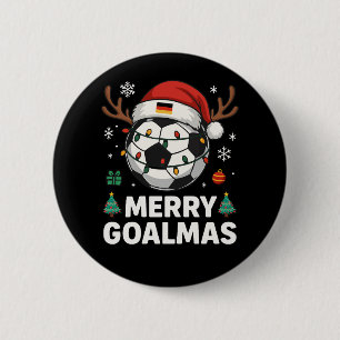 Badge Rond 5 Cm Joyeux Goalmas - Football de Noël drôle