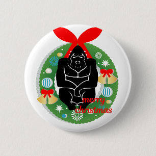 Badge Rond 5 Cm joyeux gorille de noël