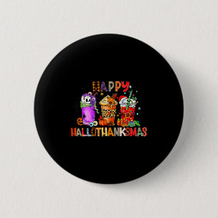 Badge Rond 5 Cm Joyeux Hallothanksmas Halloween Café Latte Merci