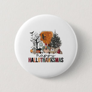 Badge Rond 5 Cm Joyeux Hallothanksmas Halloween Thanksgiving Chris