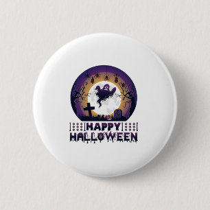 Badge Rond 5 Cm Joyeux Halloween Chauves-souris fantômes araignées