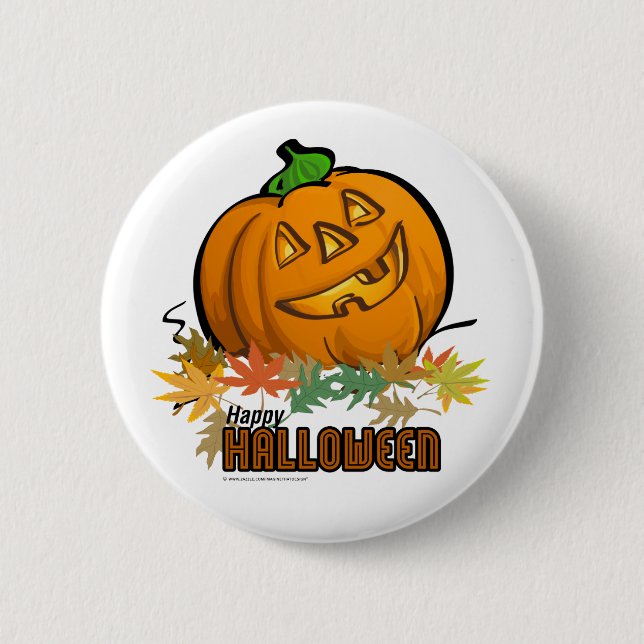 Badge Rond 5 Cm Joyeux Halloween Citrouille (Devant)
