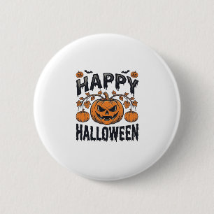 Badge Rond 5 Cm Joyeux Halloween Citrouille Design de Gravure Vint