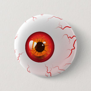 Badge Rond 5 Cm Joyeux Halloween ! Éffrayant Red Eyeball