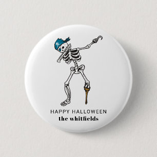 Badge Rond 5 Cm Joyeux Halloween squelette pirate Dabbing Famille