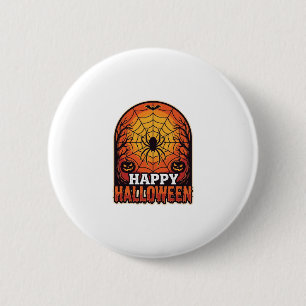 Badge Rond 5 Cm Joyeux Halloween Toile d'araignée Design de gravur