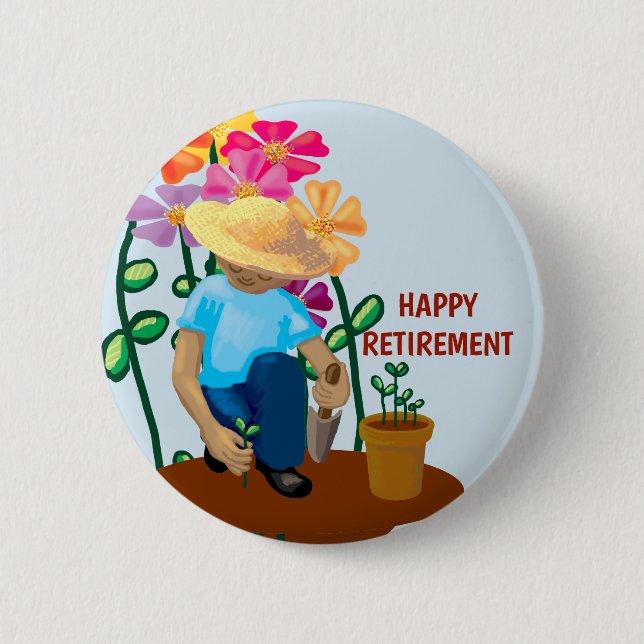 Badge Rond 5 Cm Joyeux jardin de retraite avec fleurs (Devant)