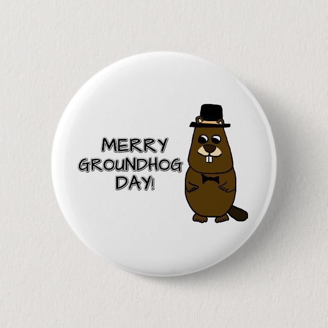Badge Rond 5 Cm Joyeux Jour de la marmotte (Devant)