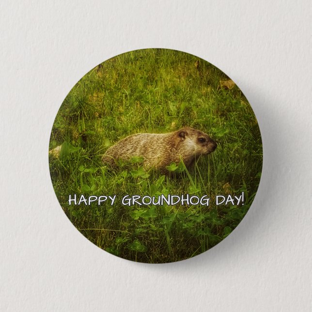 Badge Rond 5 Cm Joyeux Jour de la Marmotte ! bouton (Devant)