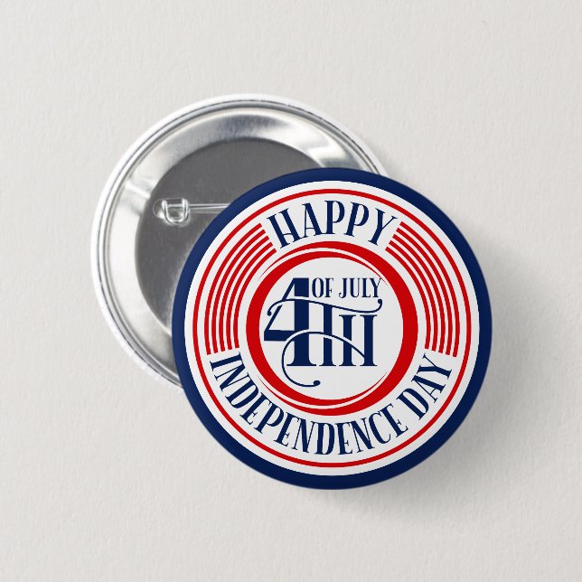 Badge Rond 5 Cm Joyeux Jour de l'Indépendance 4 juillet (Devant & derrière)