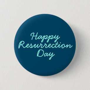 Badge Rond 5 Cm Joyeux jour de résurrection en bleu