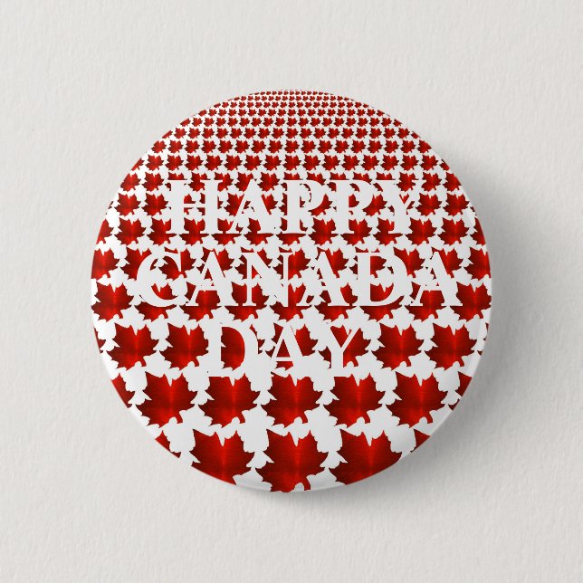 BADGE ROND 5 CM JOYEUX JOUR DU CANADA MAPLE LEAFS (Devant)