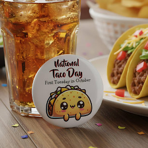 Badge Rond 5 Cm Joyeux Jour national du Taco Premier mardi d'octob