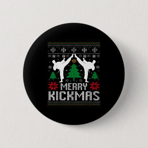 Badge Rond 5 Cm Joyeux Kickmas Karaté Jiu Jitsu Noël dégueulasse X