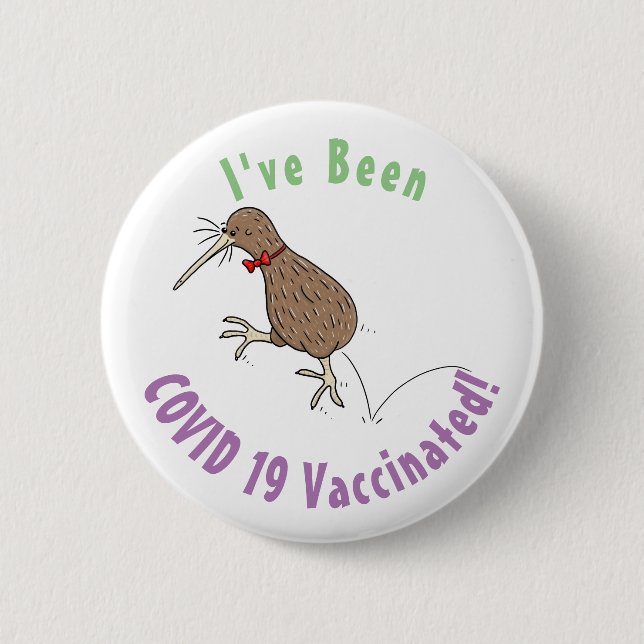 Badge Rond 5 Cm Joyeux kiwi de saut avec dessin de cravate arc (Devant)
