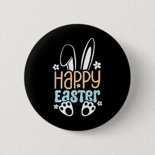 Badge Rond 5 Cm Joyeux Lapin De Pâques - Joli Design De Pâques Pou