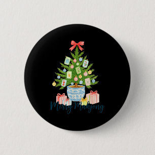 Badge Rond 5 Cm Joyeux Mahjong Noël Arbre Chinoiserie Fêtes
