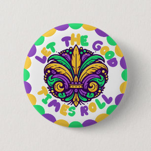 Badge Rond 5 Cm Joyeux Mardi Gras fleur de lis