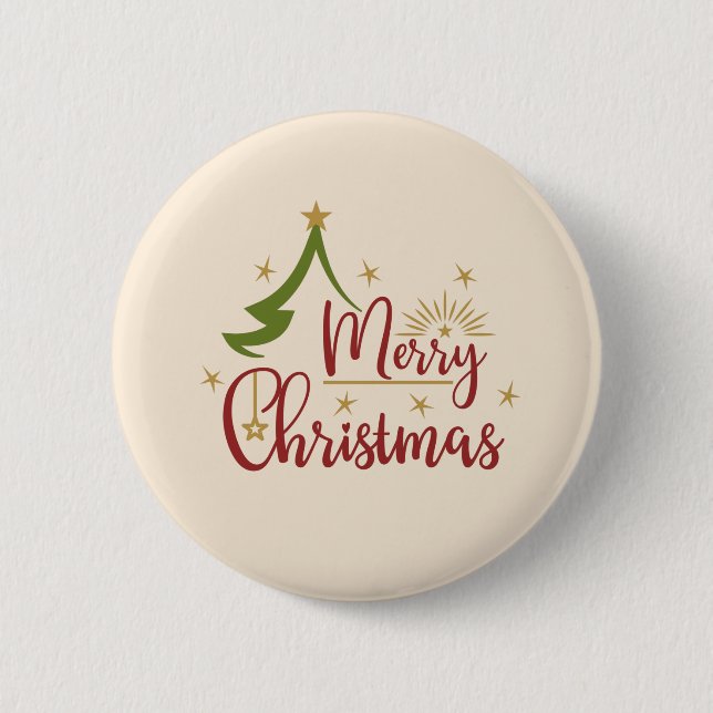 Badge Rond 5 Cm Joyeux Noël avec arbre (Devant)