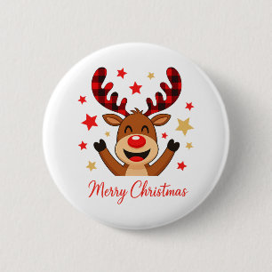 Badge Rond 5 Cm Joyeux Noël de renne de vacances