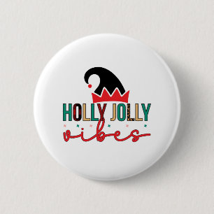Badge Rond 5 Cm Joyeux Noël Holly Jolly Vibes