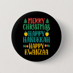 Badge Rond 5 Cm Joyeux Noël Joyeux Hanoukka Joyeux Kwanzaa 16