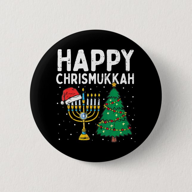 Badge Rond 5 Cm Joyeux Noël juif juif Christmukkah Hanoukka (Devant)
