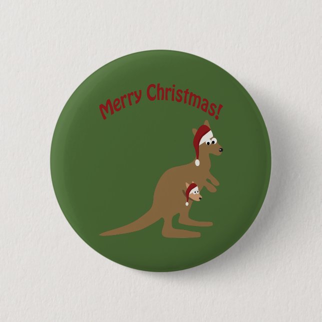 Badge Rond 5 Cm Joyeux Noël Kangaroos (Devant)