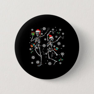Badge Rond 5 Cm Joyeux Noël Noël Squelette Danc