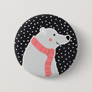 Badge Rond 5 Cm Joyeux Noël - Ours polaire
