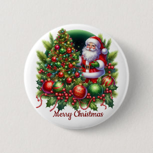 Badge Rond 5 Cm Joyeux Noël Père Noël